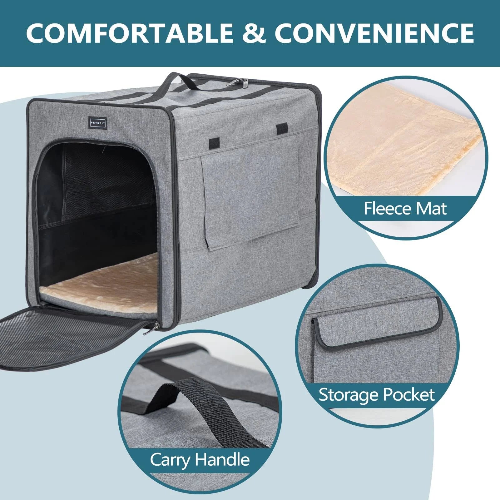 Petsfit Dog Crate Medium Lightweight Dog Crate, Foldable Soft Dog Crate Medium