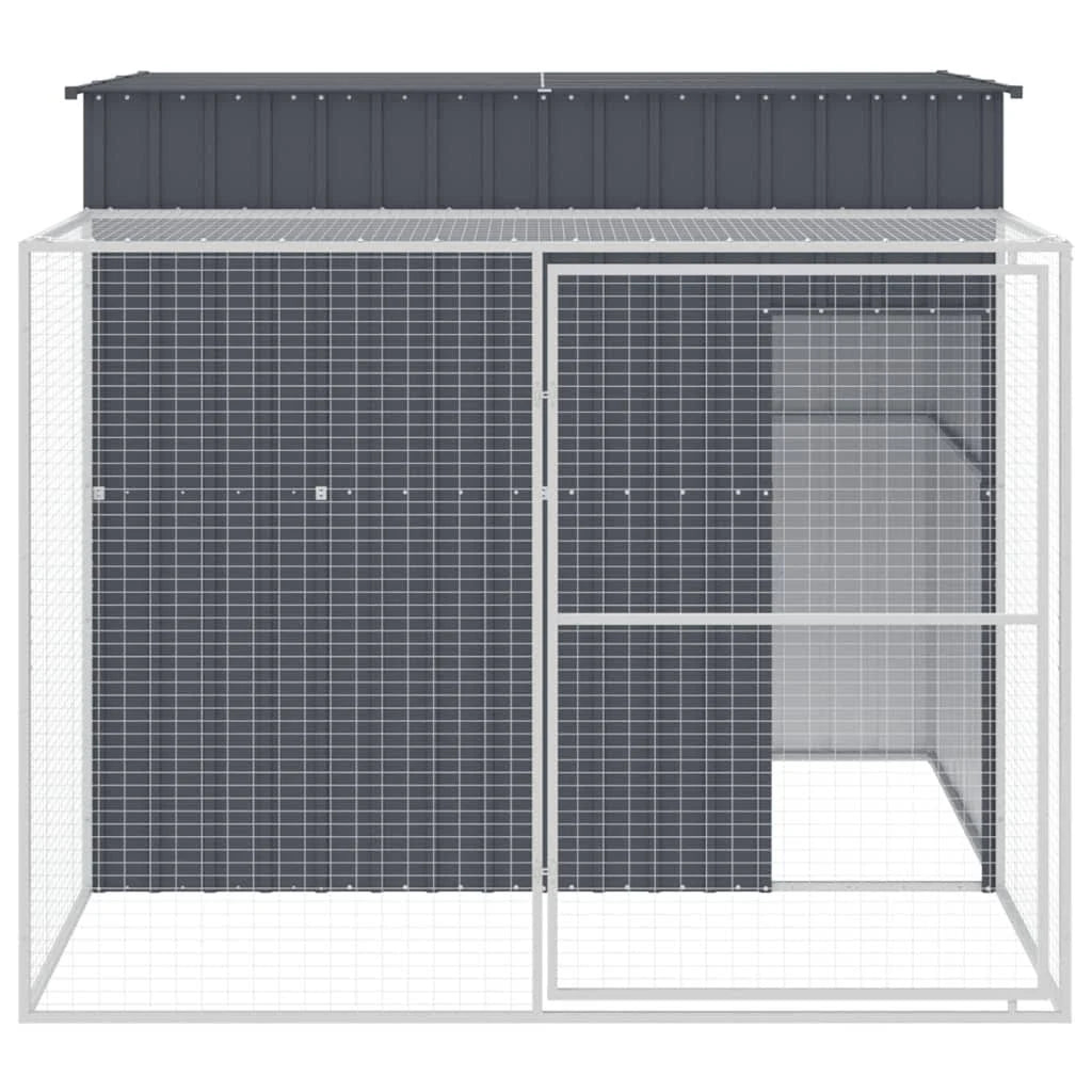 vidaXL Dog House with Run Anthracite 214x865x181 cm Galvanised Steel