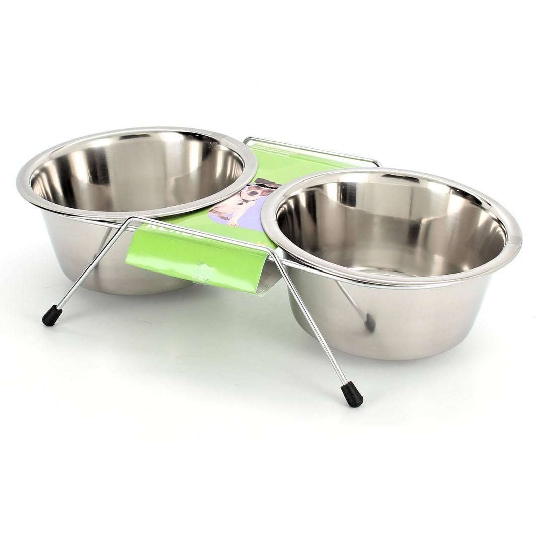 Kerbl Metal Twin Feeder Includes 2 Bowls, 900 ml
