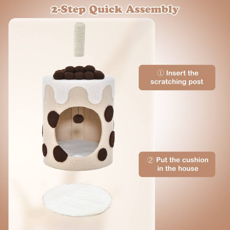 Bubble Tea Cat Tree Tower with Scratching Post-Coffee | Costway
