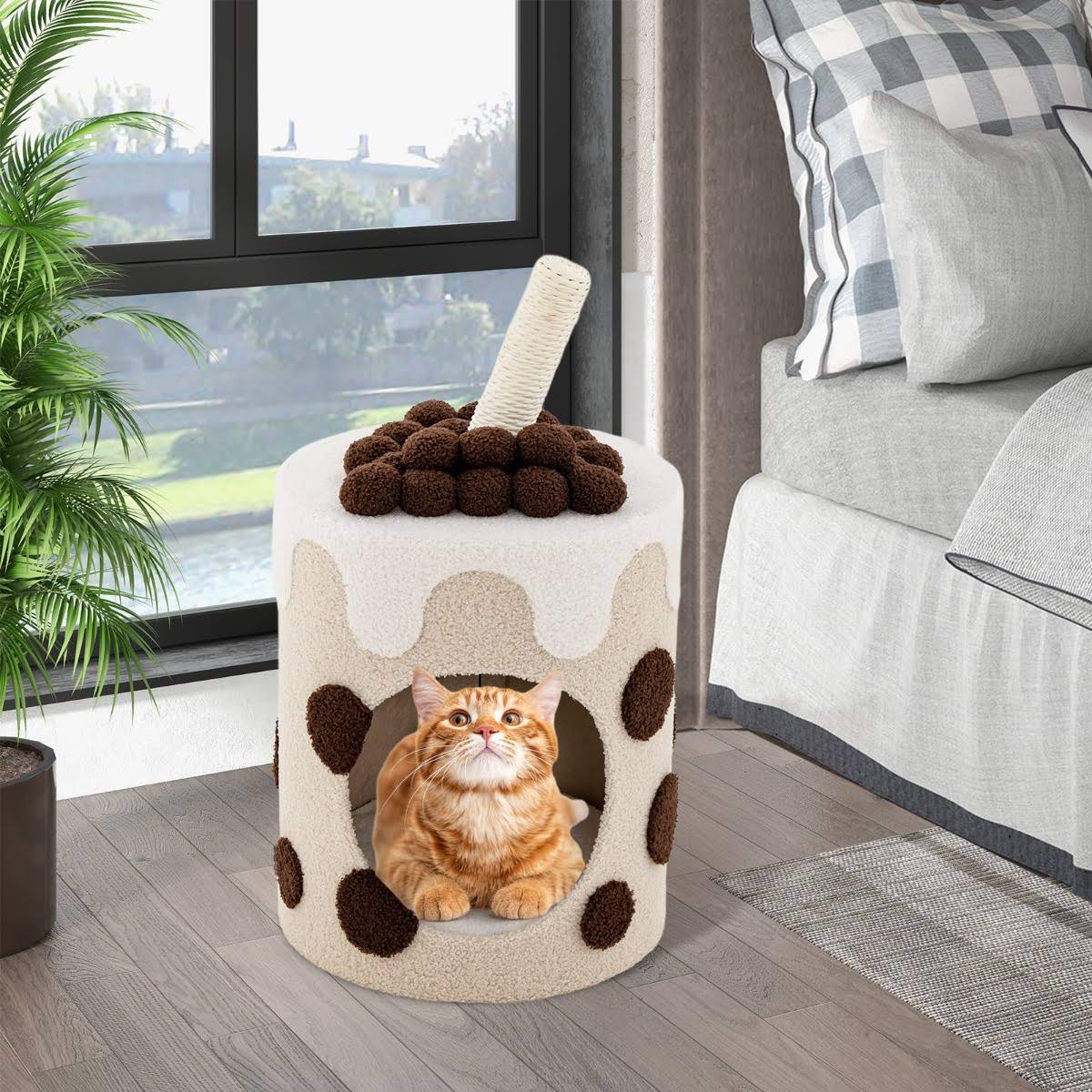 Bubble Tea Cat Tree Tower with Scratching Post-Coffee | Costway