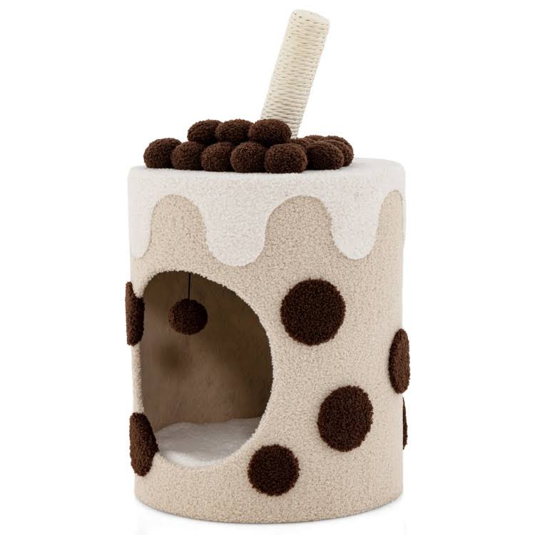 Bubble Tea Cat Tree Tower with Scratching Post-Coffee | Costway