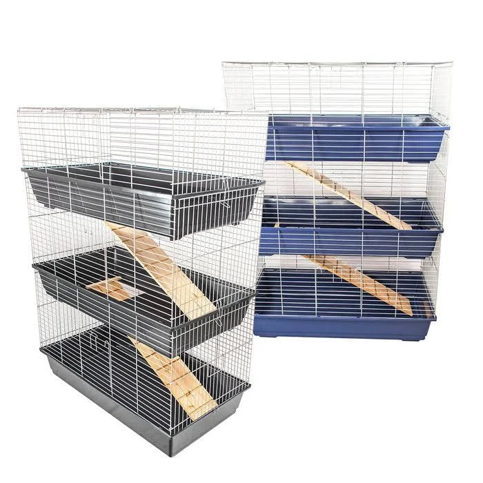 KCT Triple Level Indoor Rabbit Animal Bunny Run Pet Cage 100cm - Dark Blue