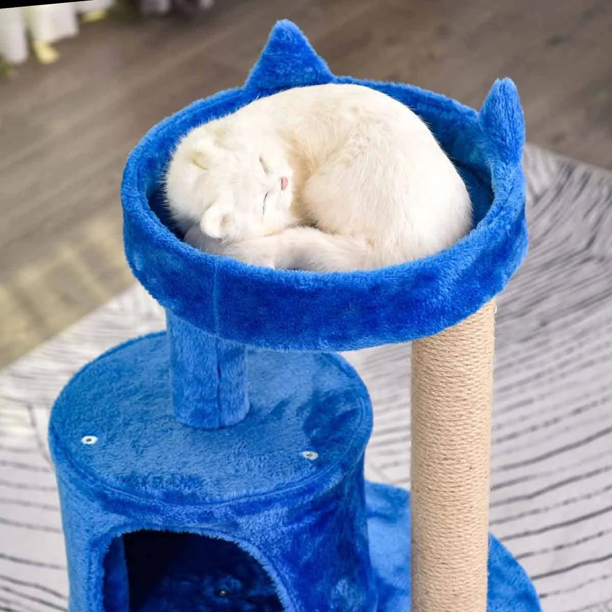 PawHut 3-Tier Deluxe Cat Activity Tree W/ Scratching Posts and Blue