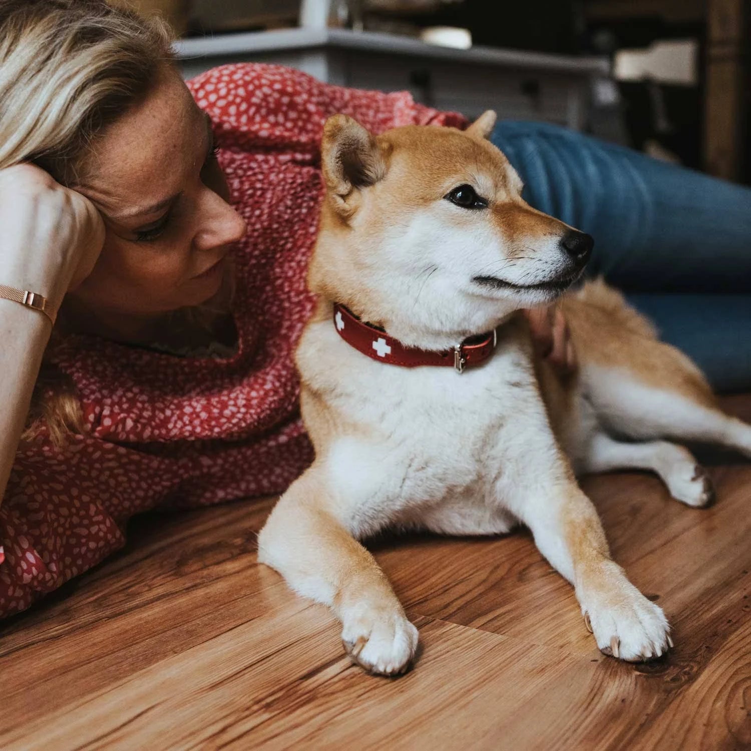 Hunter Collar Swiss 75 Organic Leather,61,0-68,5 cm, Red/Black