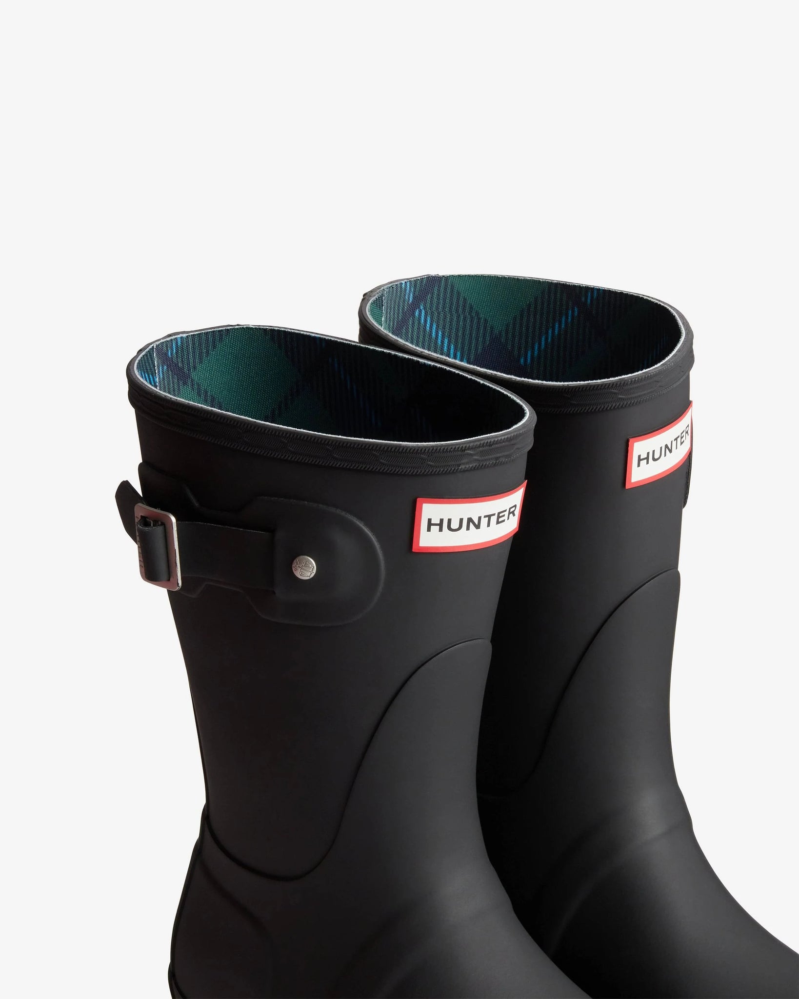 Hunter Original Short Tartan Lining Wellington - Black 4