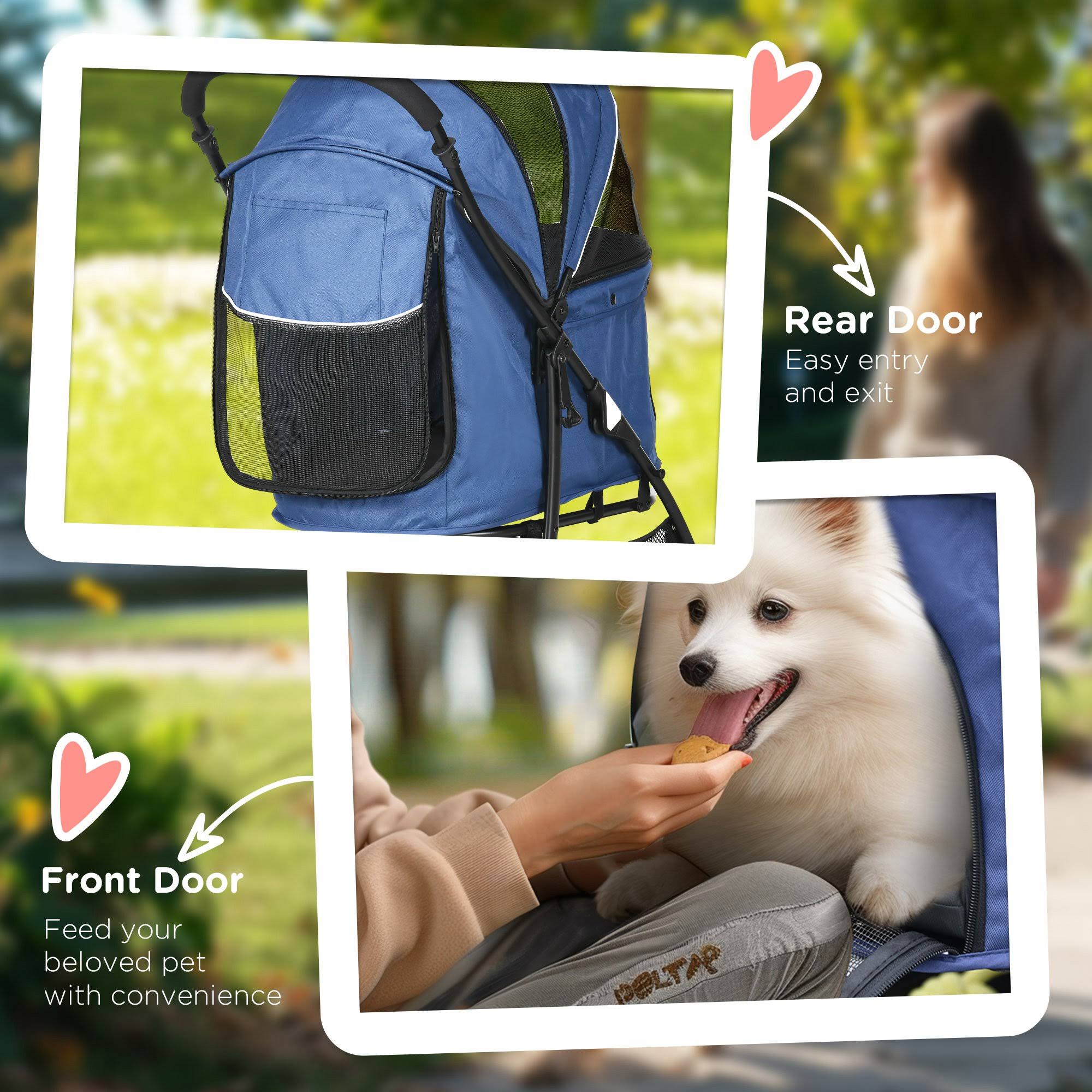 PawHut Pet Stroller Dog Pram Pushchair Cat Travel Carriage Universal Wheels Blue