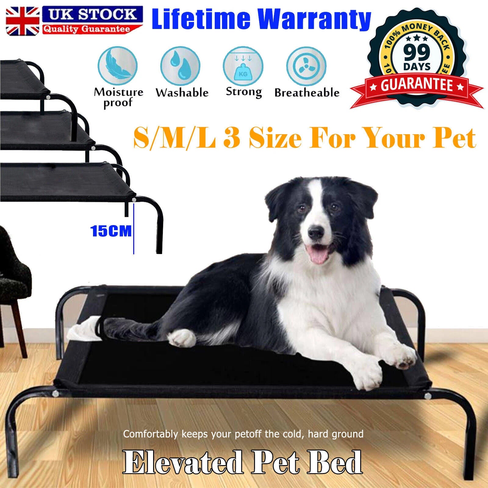 Bunty Foldable Elevated Dog Pet Bed Portable Waterproof Outdoor Raised