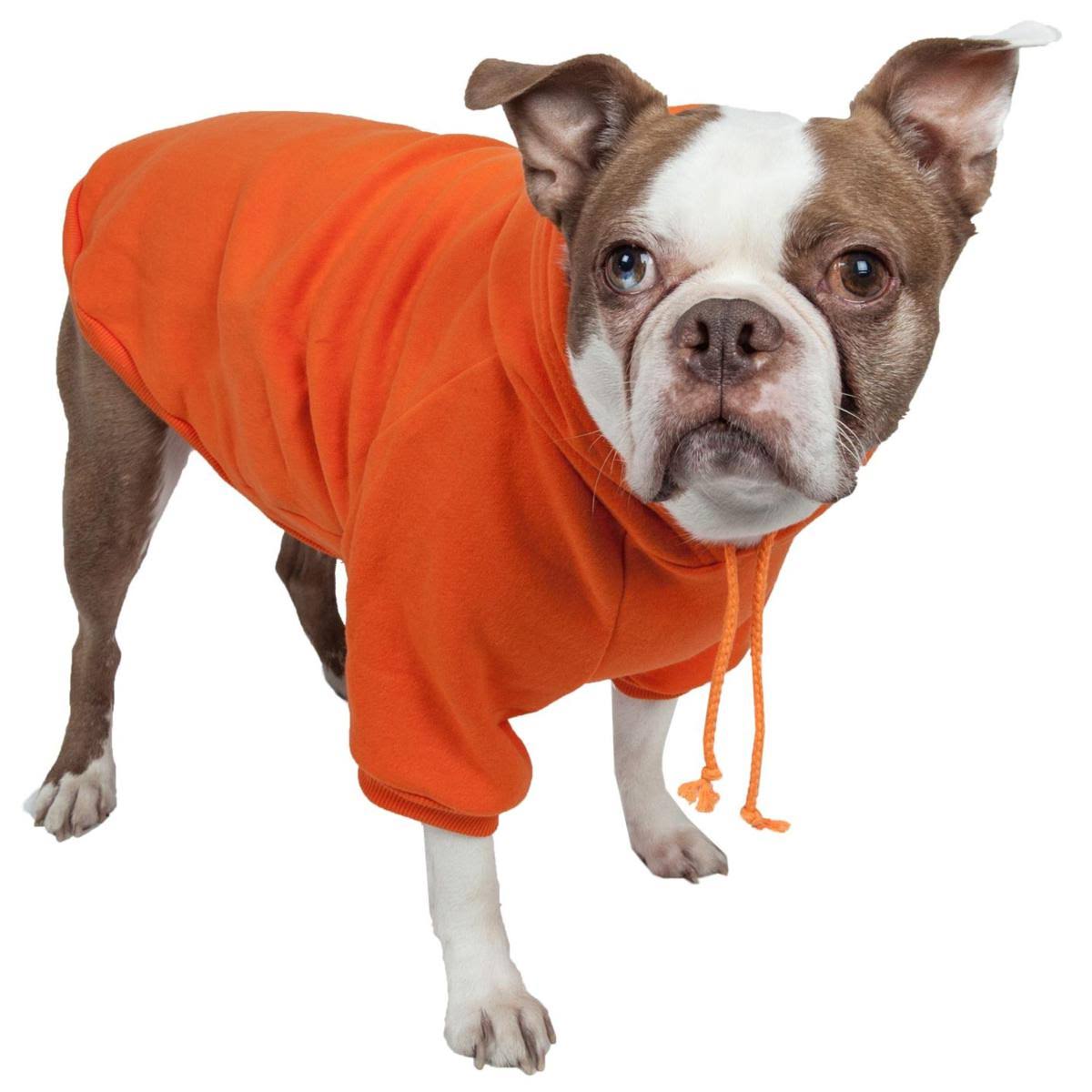 Pet Life Fashion Plush Cotton Pet Hoodie Sweater - Orange - Size Small