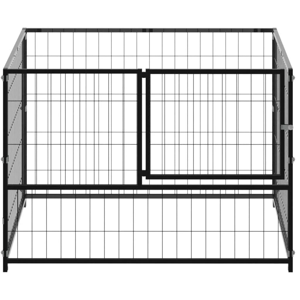 vidaXL Dog Kennel Black 6 m² Steel