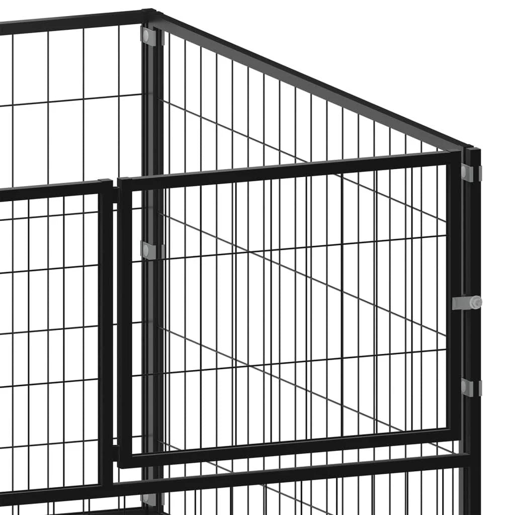 vidaXL Dog Kennel Black 6 m² Steel