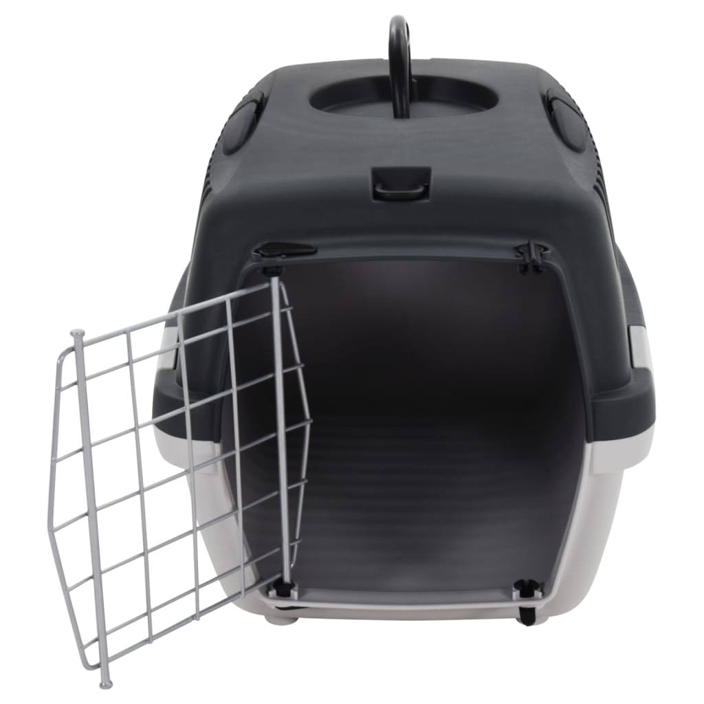 vidaXL Pet Carrier Grey and Black 61x40x38 cm PP