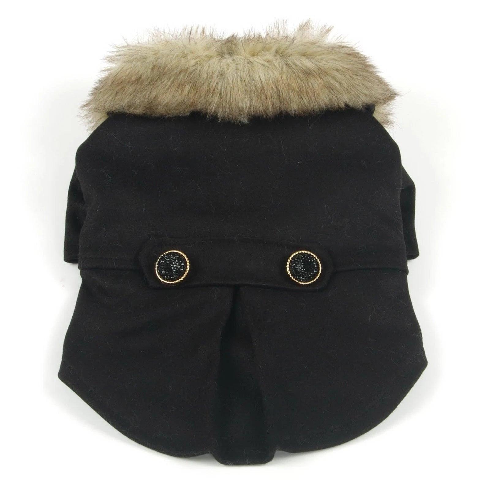 Pet Life Buttoned Coast-Guard Fashion Faux-Fur Collared Wool Pet Coat