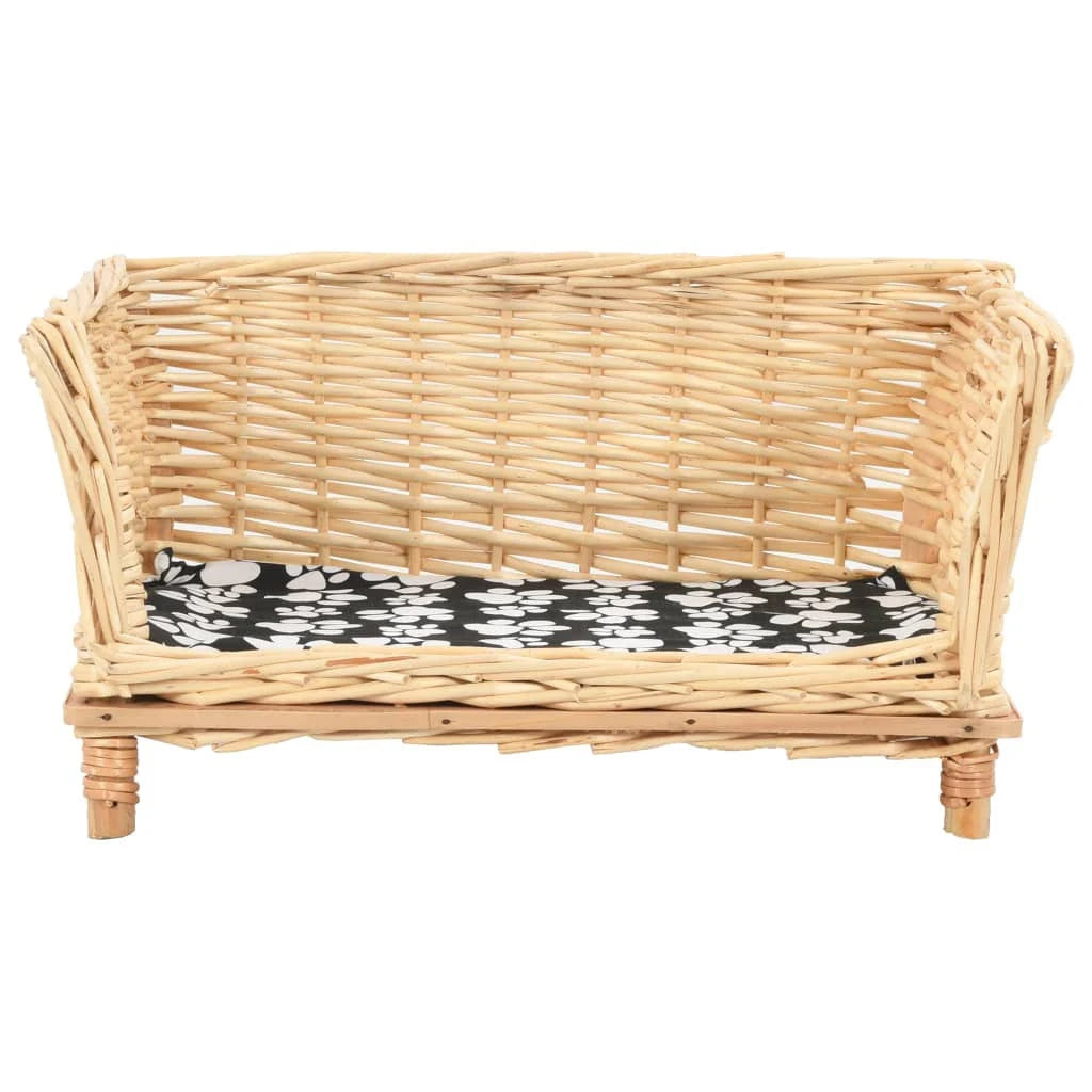 vidaXL Dog Basket with Cushion Grey 50x33x30 cm Natural Willow