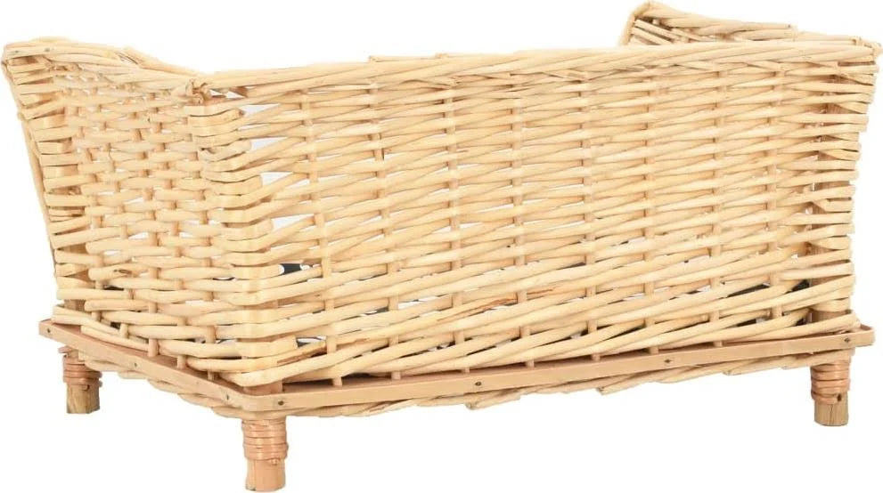 vidaXL Dog Basket with Cushion Grey 50x33x30 cm Natural Willow