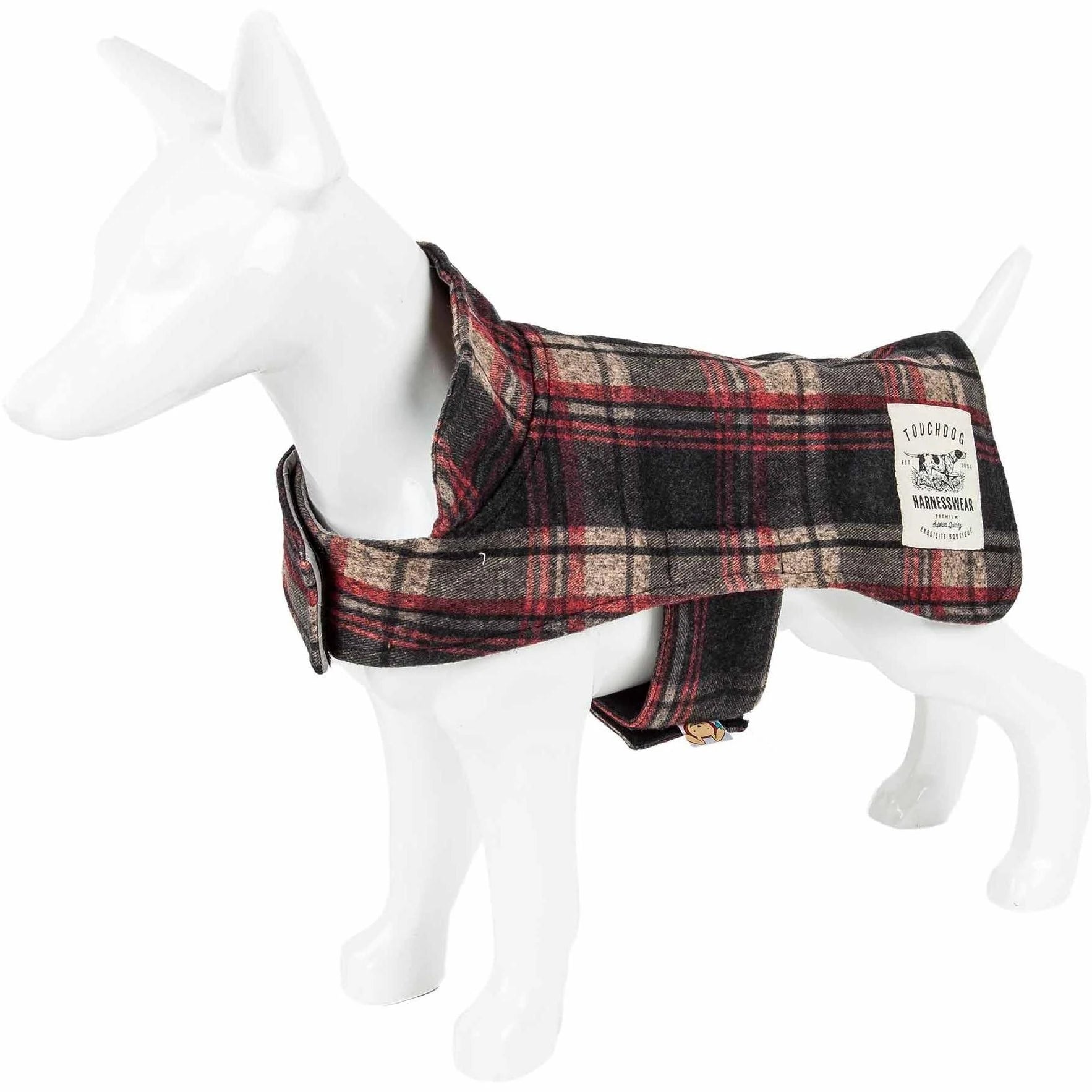 Touchdog 2-in-1 Tartan Plaided Dog Jacket with Matching Reversible Dog Mat - Red