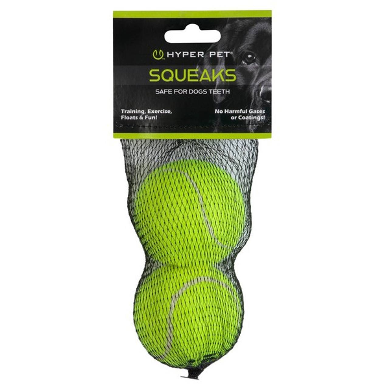 Hyper Pet Squeaks Tennis Ball Green For Dogs - 2 Pack