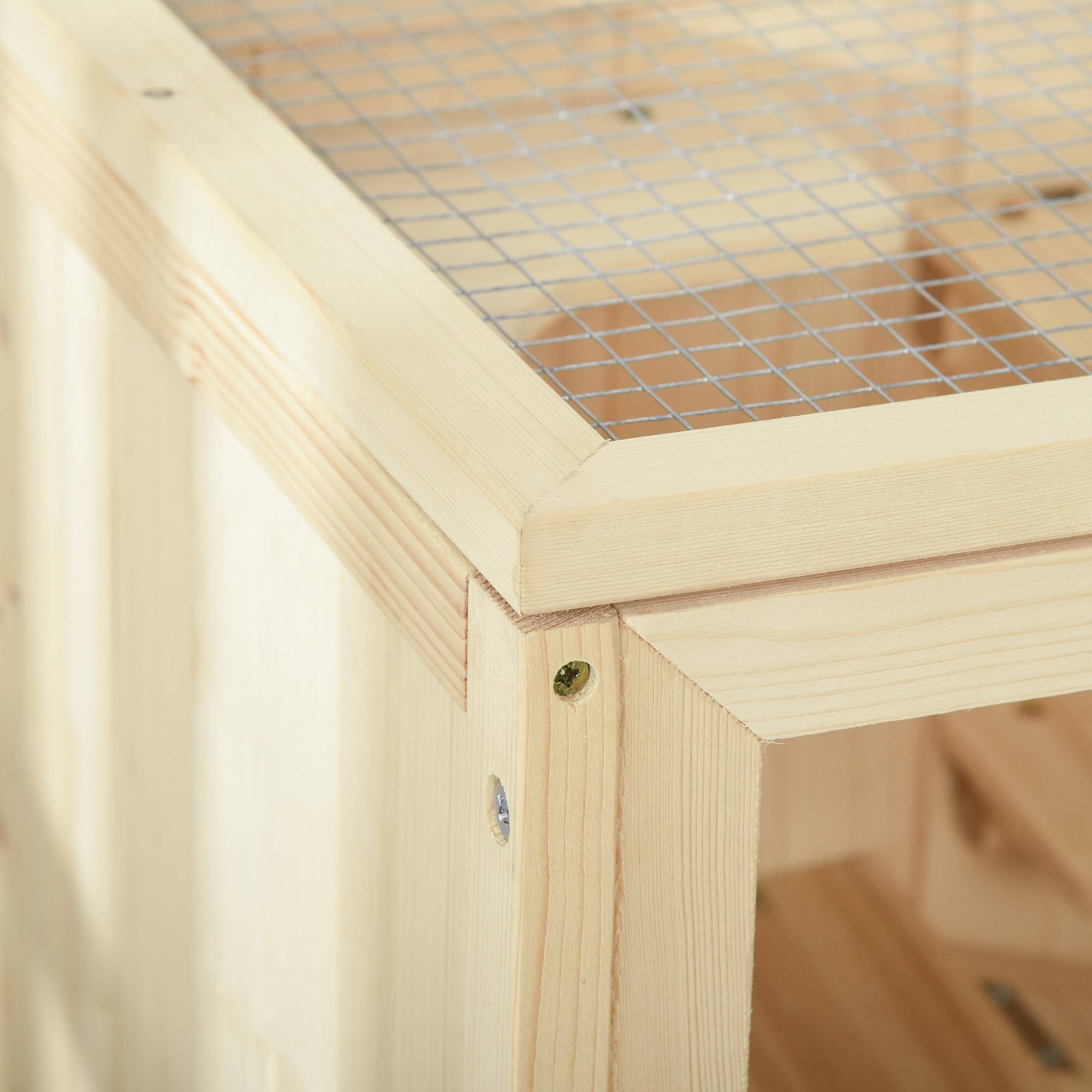 PawHut Wooden Hamster Cage with Storage Shelf, Small Animal Exercise Play House ...