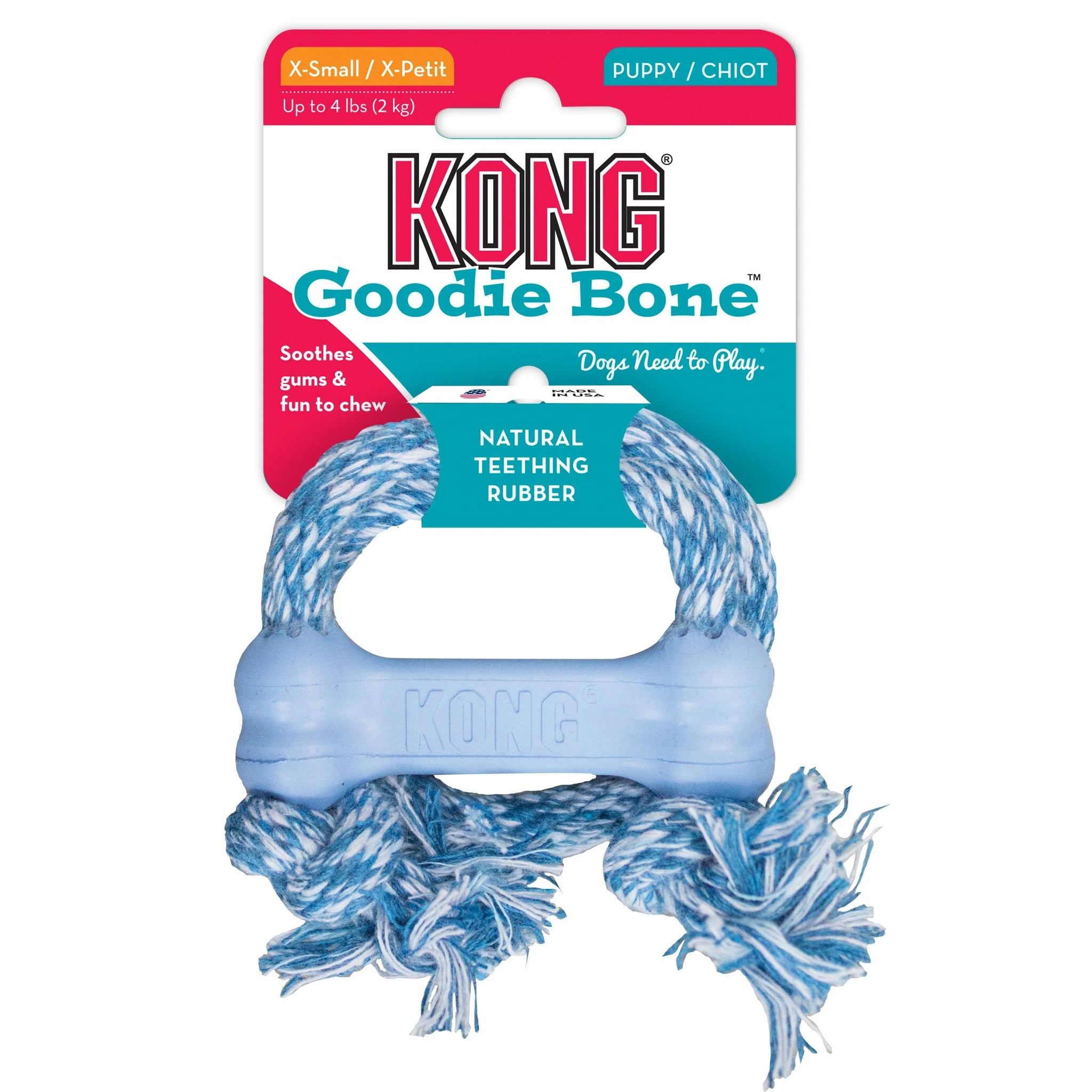 Kong Puppy Goodie Bone with Rope (Small)