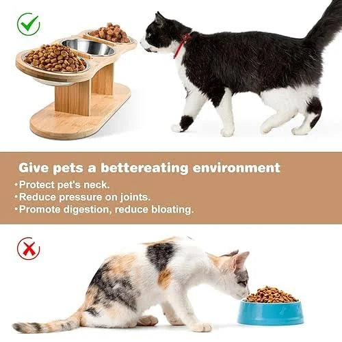 Elevated Cat Bowls - Raised Cat Food Bowls, 3 Stainless Steel Cat Bowls With ...