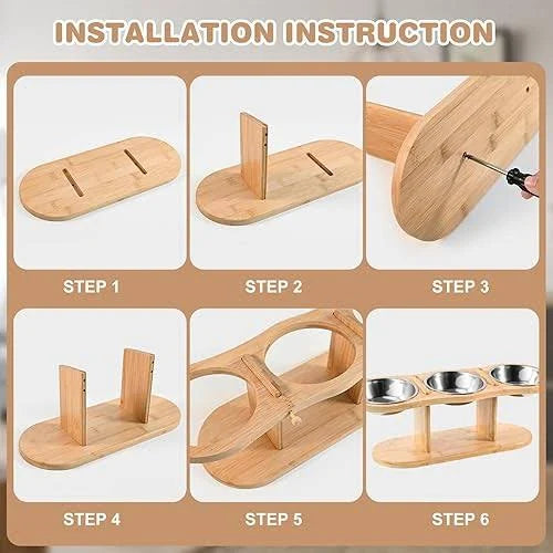 Elevated Cat Bowls - Raised Cat Food Bowls, 3 Stainless Steel Cat Bowls With ...