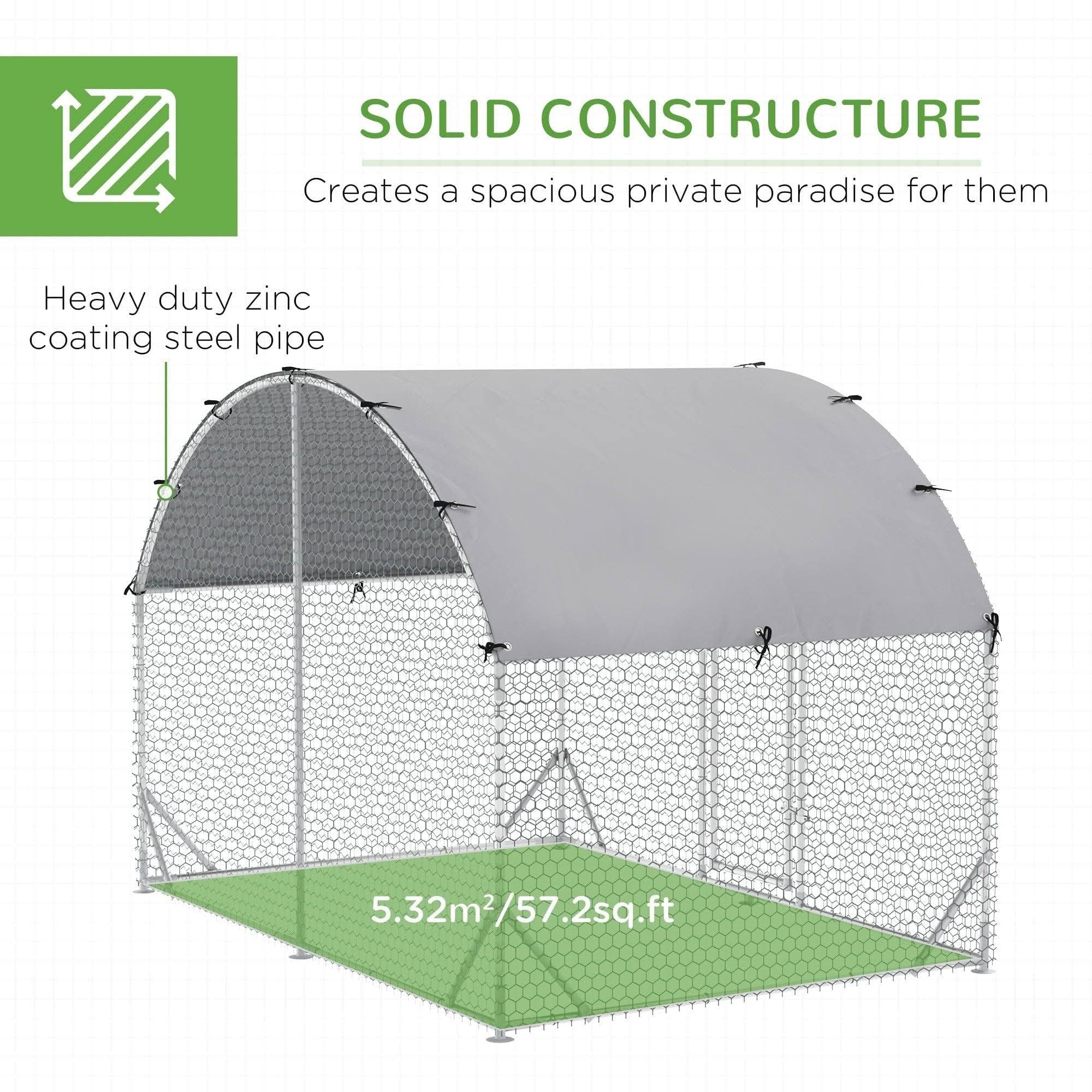 PawHut D51-321V01 Galvanised Chicken Coop with Cover
