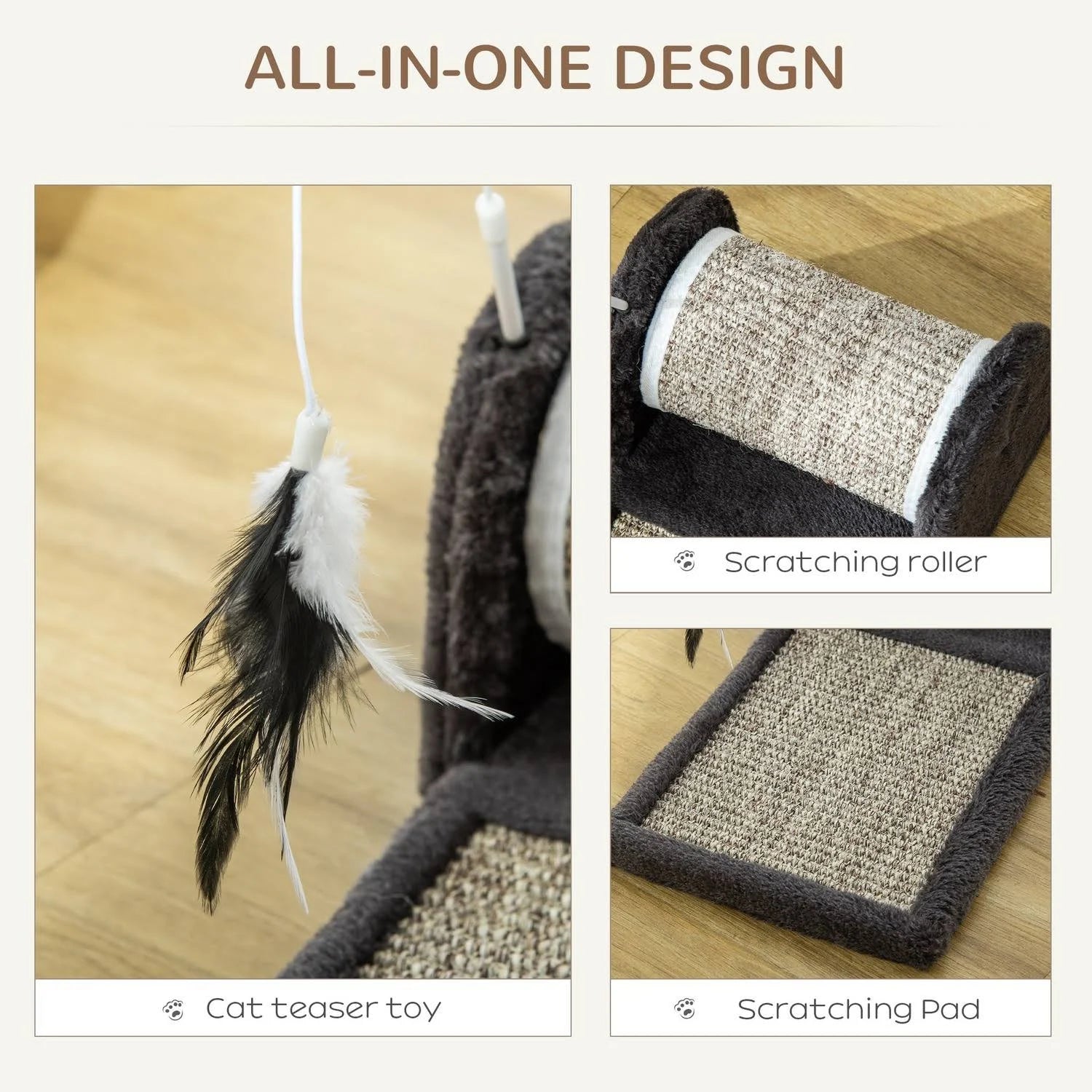 PawHut Cat Scratcher Sisal Scratching Pad Mat Board Kitten Toy