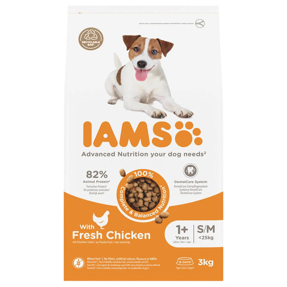 Iams Adult Small/Medium Breed Chicken Dog Food 3kg