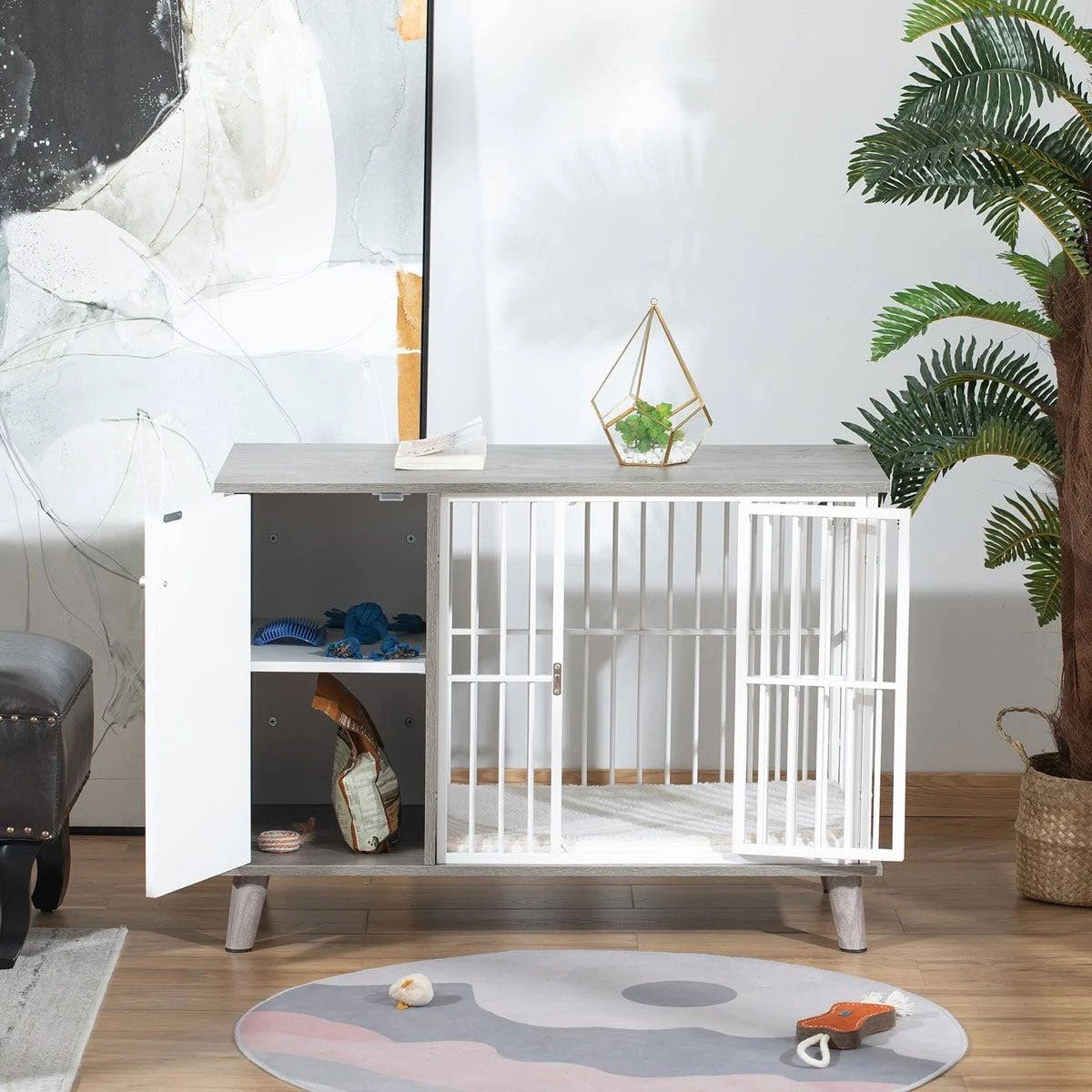 PawHut Small Dog Crate and End Table/Side Cabinet