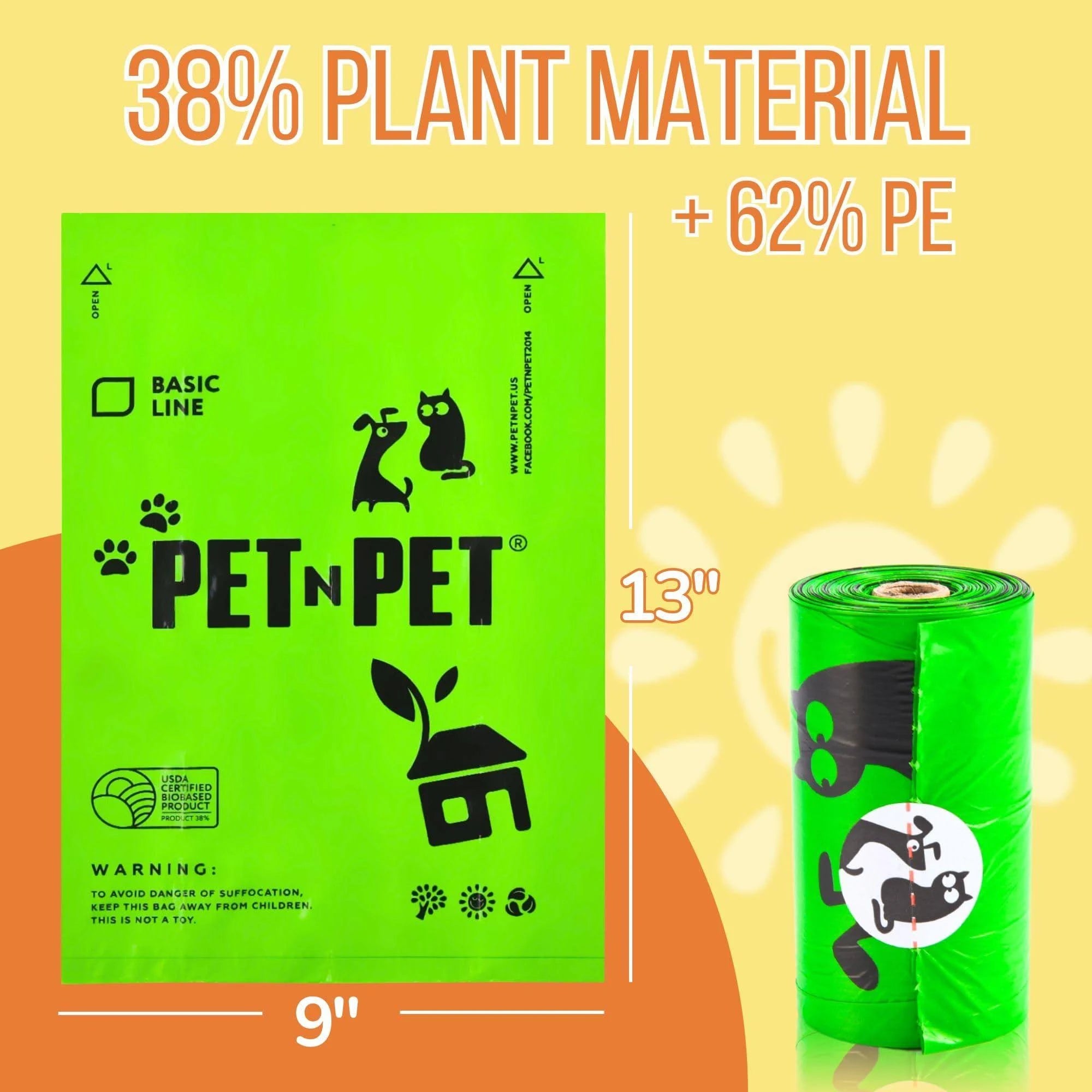 Pet N Pet 1080 Count Biodegradable Poo Bags Dogs USDA Certified 38 Percent ...
