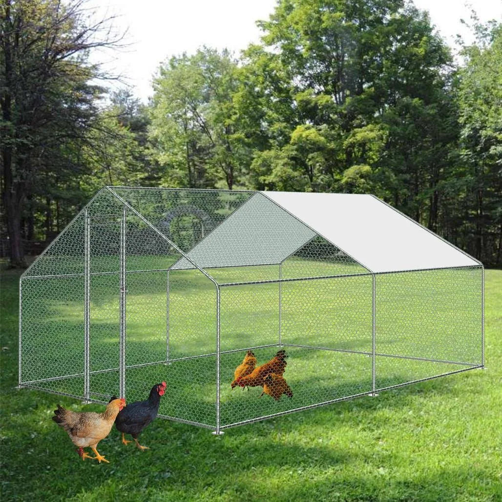 KCT 4x3m Galvanised Walk in Chicken Run Dog Kennel Puppy Pen Garden Rabbit Cage Coop