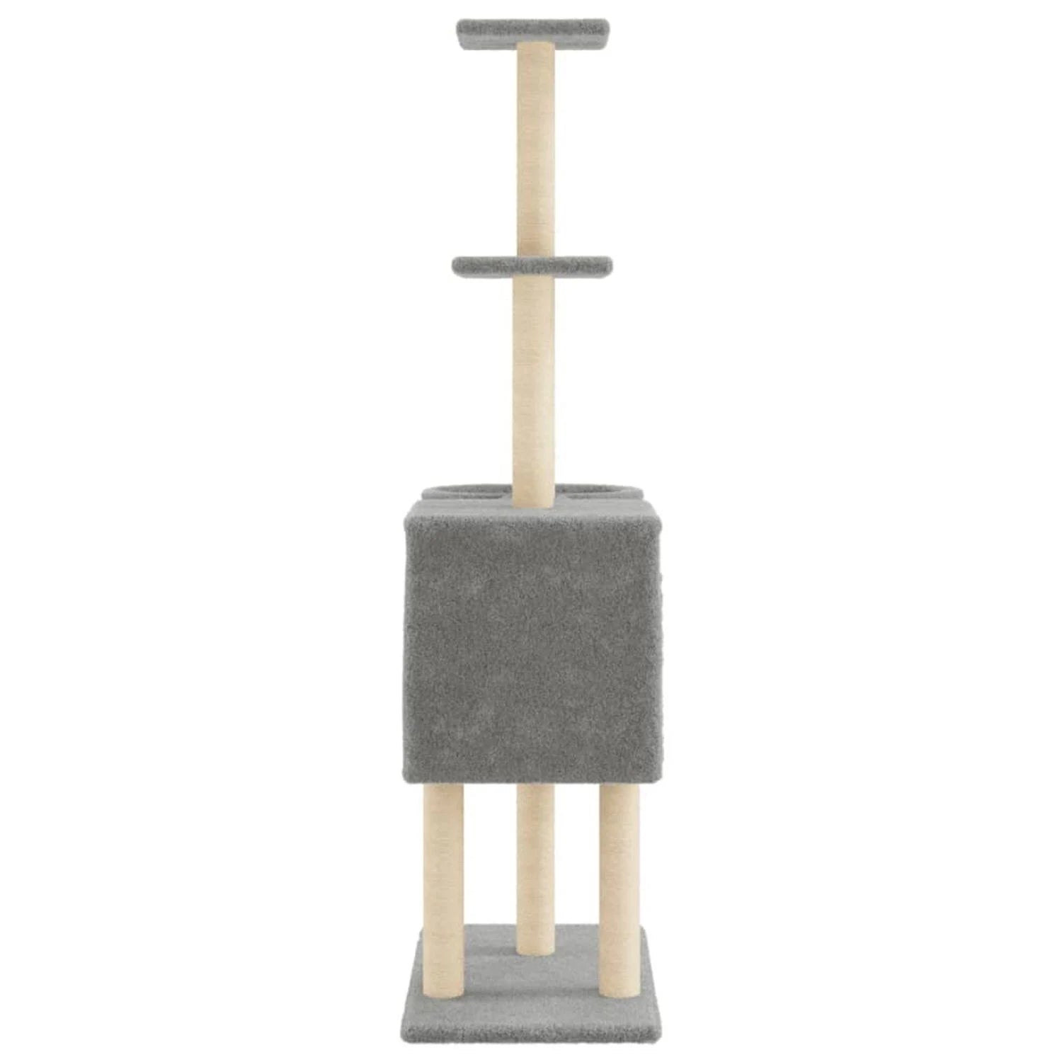 vidaXL Cat Tree with Sisal Scratching Posts Light Grey 145 cm