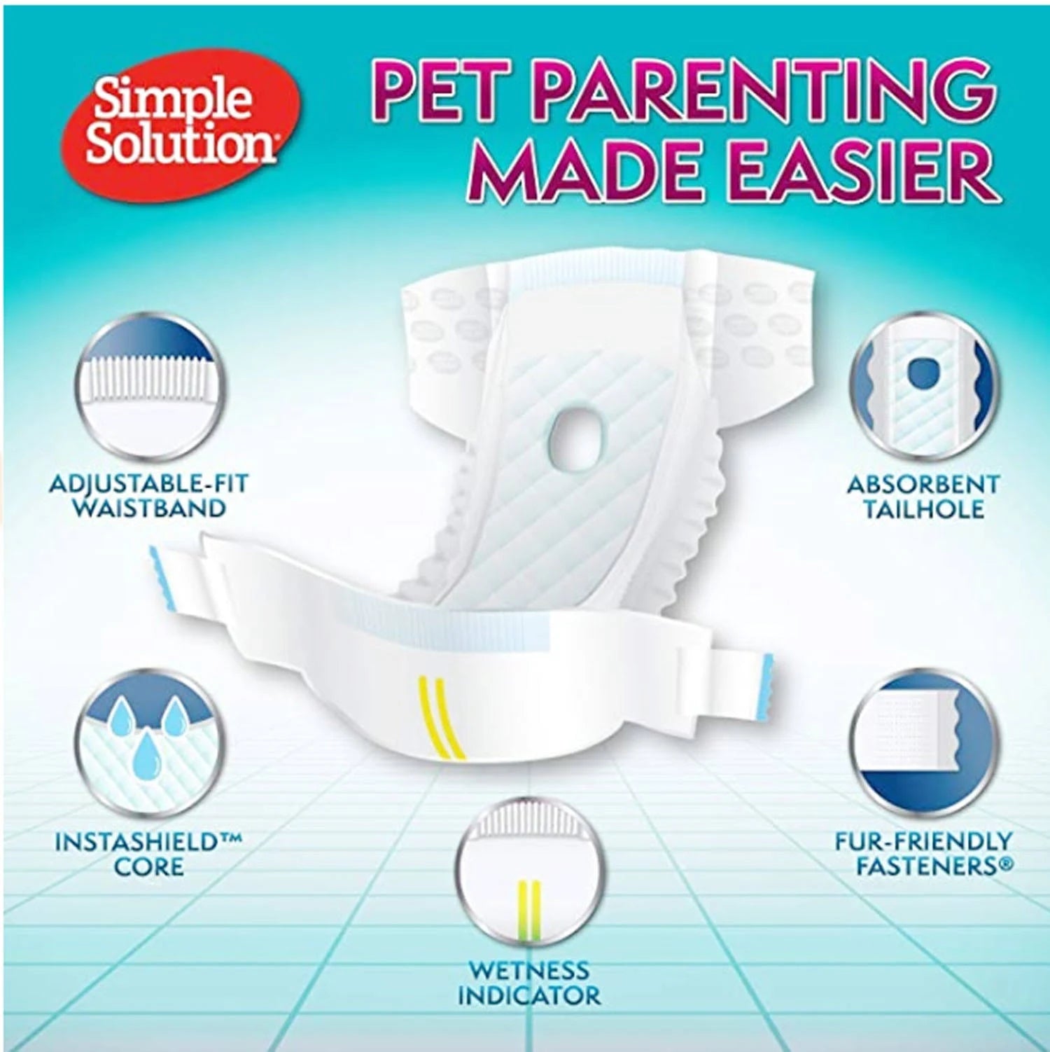 Simple Solution Disposable Dog Diapers For Female Dogs, True Fit, Absorbent, Leak ...