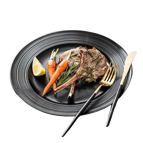 Simple White Nordic Plate Blue Rimmed / 8 inches