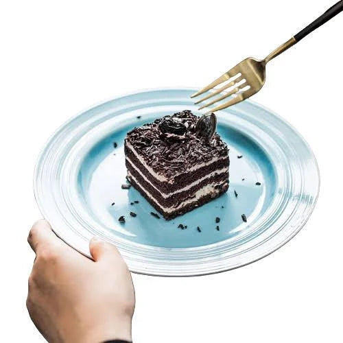 Simple White Nordic Plate Blue Rimmed / 8 inches