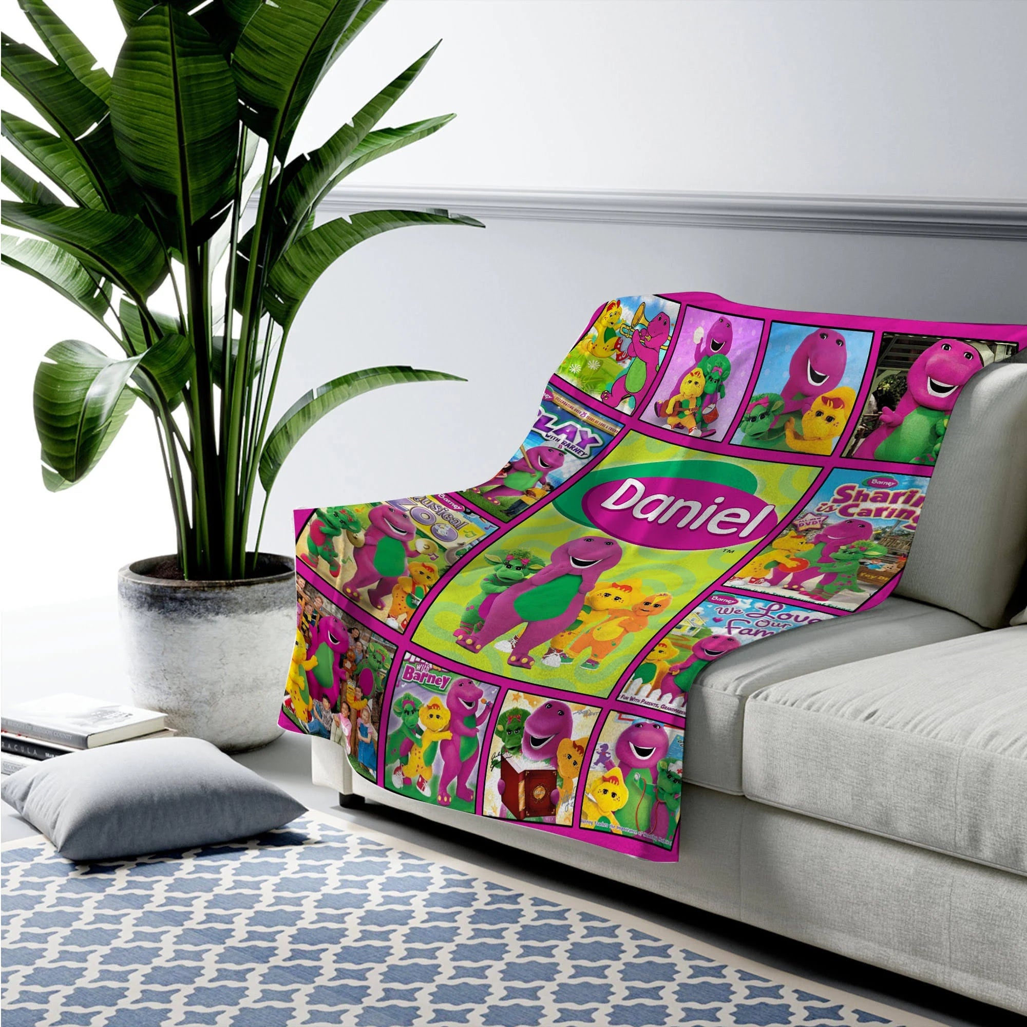 Custom Barney And Friends Blanket, Barney The Dinosaur Blanket
