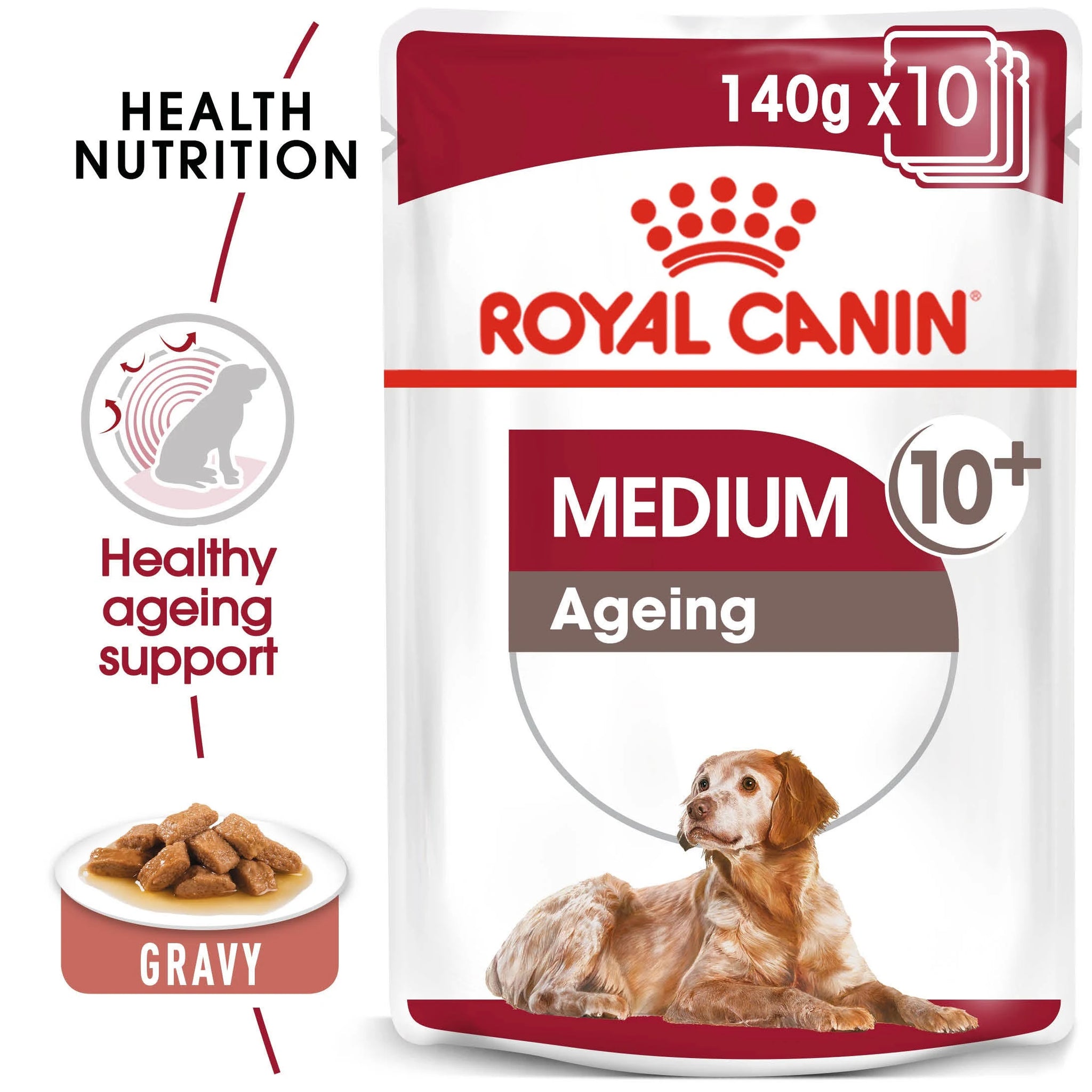 Royal Canin Medium Ageing 10+ Wet Dog Food in Gravy (10 x 140g)