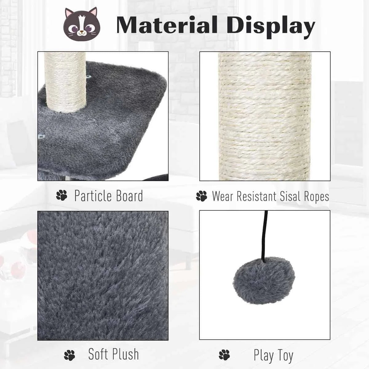 PawHut 100cm Cat Activity Tree Tower w/Perch House Scratching