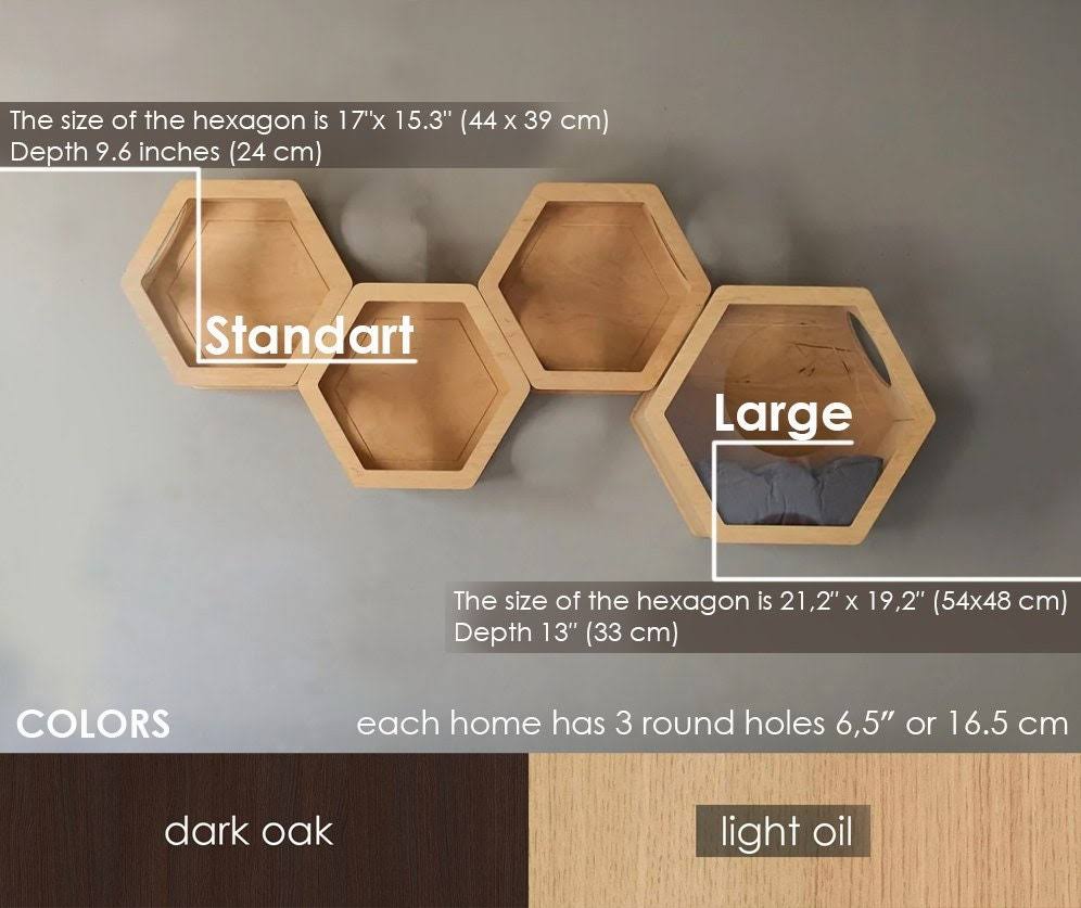 Hexagon Set für Katzen, Holz Katzentreppe, Moderner Katzenbaum, Katzen Wand ...