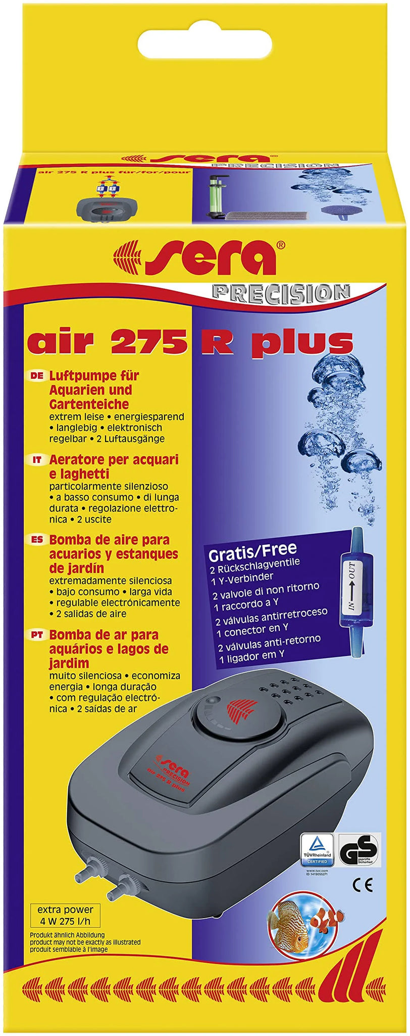 Sera P18035 Air 275 R Plus - Air Pump for Small and Medium-Sized Aquariums ...