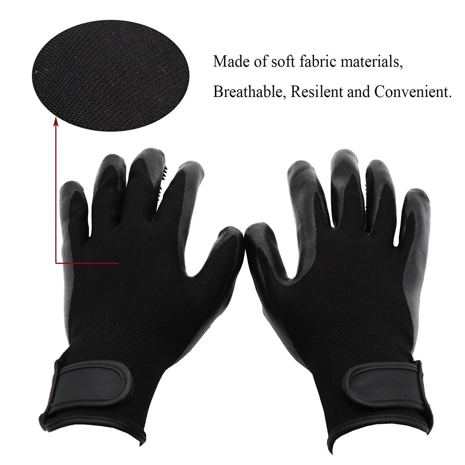 Healthman Pet Grooming Gloves - Improved Five Finger Design Rubber Glove Gentle ...