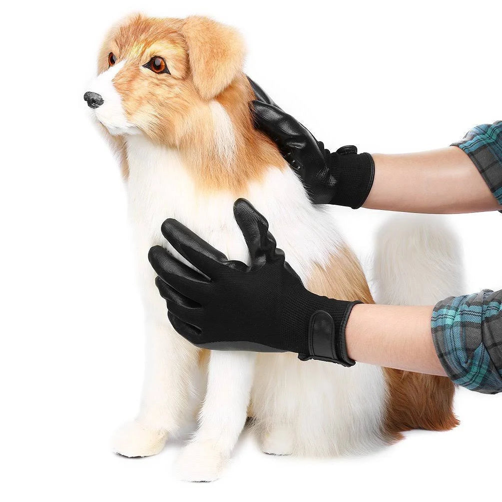Healthman Pet Grooming Gloves - Improved Five Finger Design Rubber Glove Gentle ...