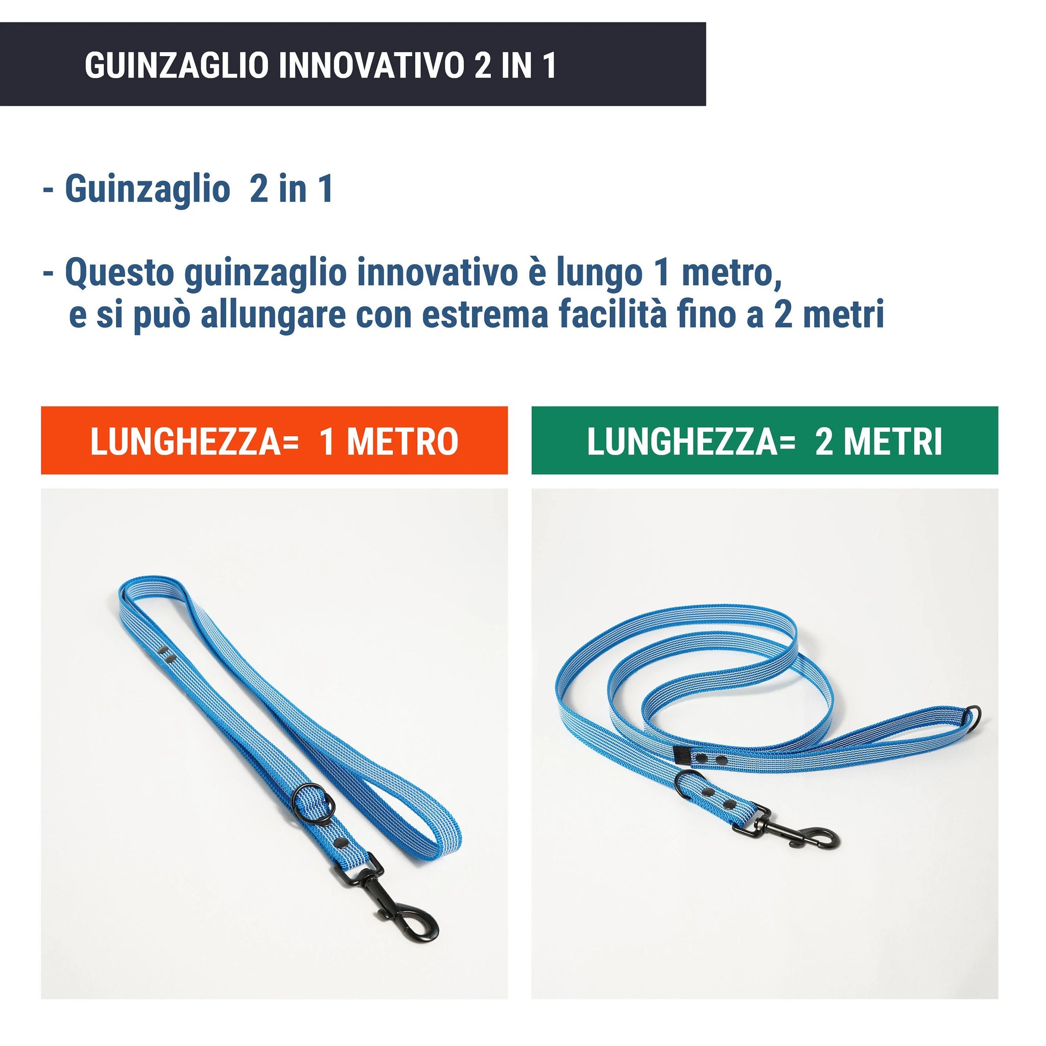 PetLife 2 in 1 Heavy Duty Non Slip Double Dog Leash 2 Lengths Lightweight ...