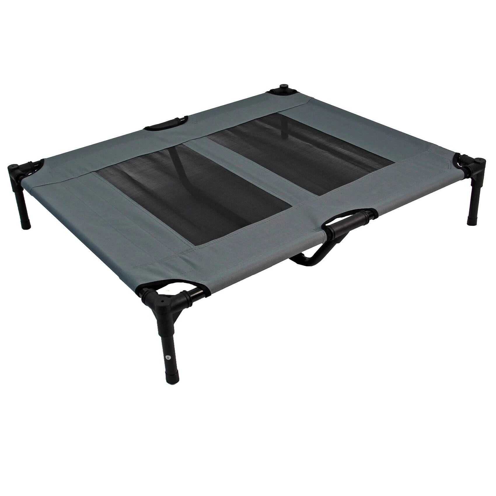 Large Grey Elevated Dog Bed Pet Mesh Camping Cot with Canopy Cover