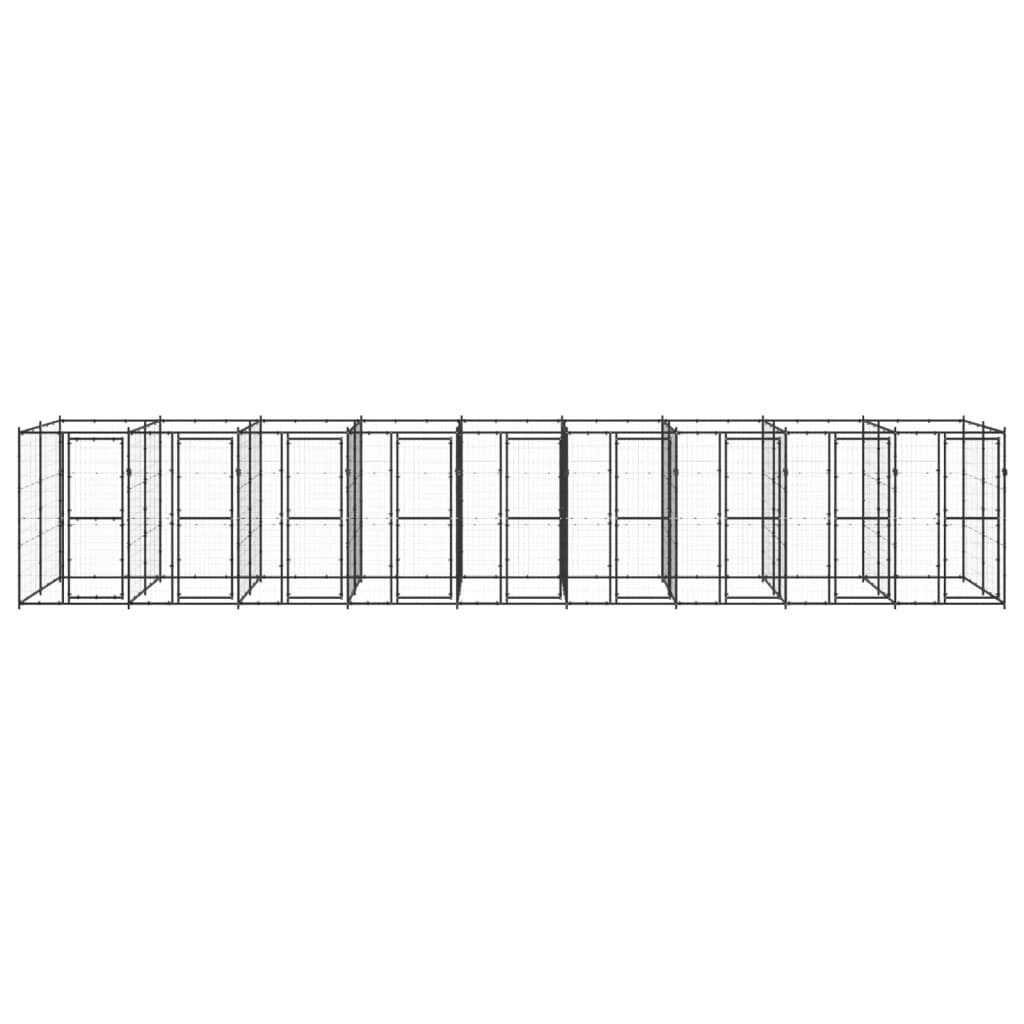 vidaXL Outdoor Dog Kennel Steel with Roof 7.26 m²