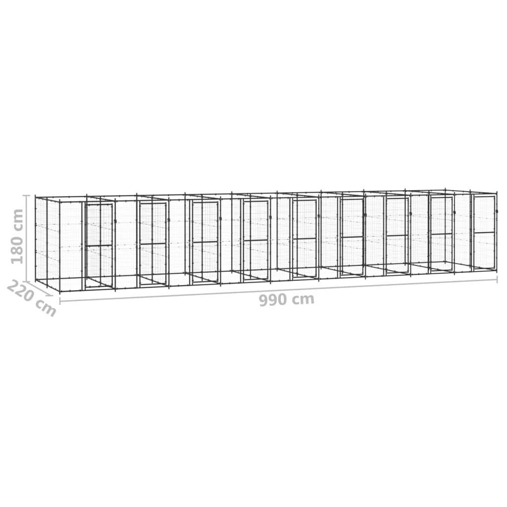 vidaXL Outdoor Dog Kennel Steel with Roof 7.26 m²
