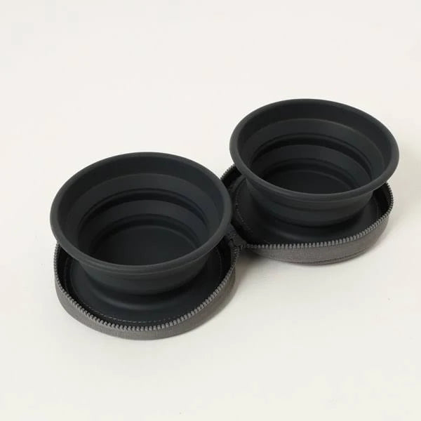 Two Collapsible Dog Bowls - Dog Water Bowl - Foldable Bowl with Travel Case - Grey