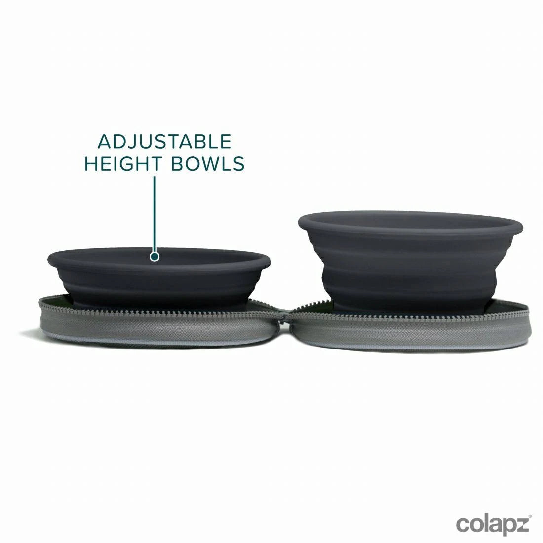Two Collapsible Dog Bowls - Dog Water Bowl - Foldable Bowl with Travel Case - Grey