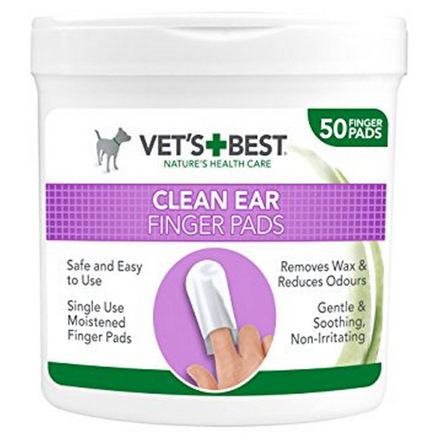 Vets Best Clean Ear Finger Pads Tub (50 Pads in Tub)