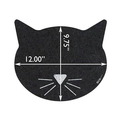 ORE Pet Black Cat Face Recycled Rubber Pet Placemat,Size: 1 Pack